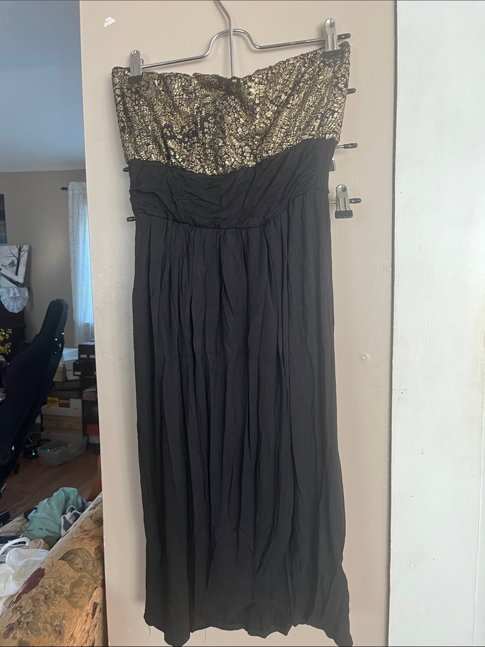 Forever 21 Black Dress with Gold Sequin Bust